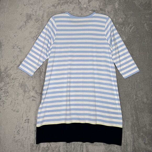 J. Jill Dress Womens Large Blue White Fit Striped A-Line‎ Jersey Casual Office - Picture 3 of 8